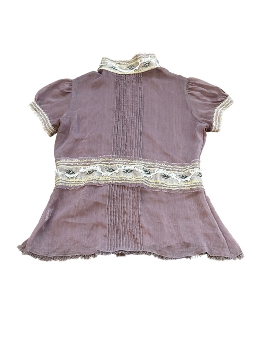 Miss Me chiffon button up blouse with lace and beading semi sheer - Picture 5 of 5